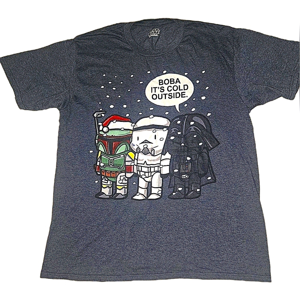 Star Wars Dark Gray T-Shirt  Boba Its Cold Outsode Stormtrooper, and Darth Vader